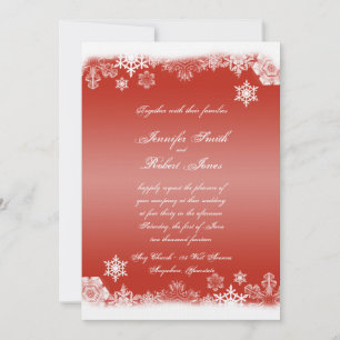 Red and White Snowflake Wedding Invitation