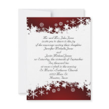 Red and White Snowflake Wedding Invitation