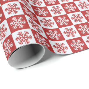 Red and White Snowflake Wrapping Paper