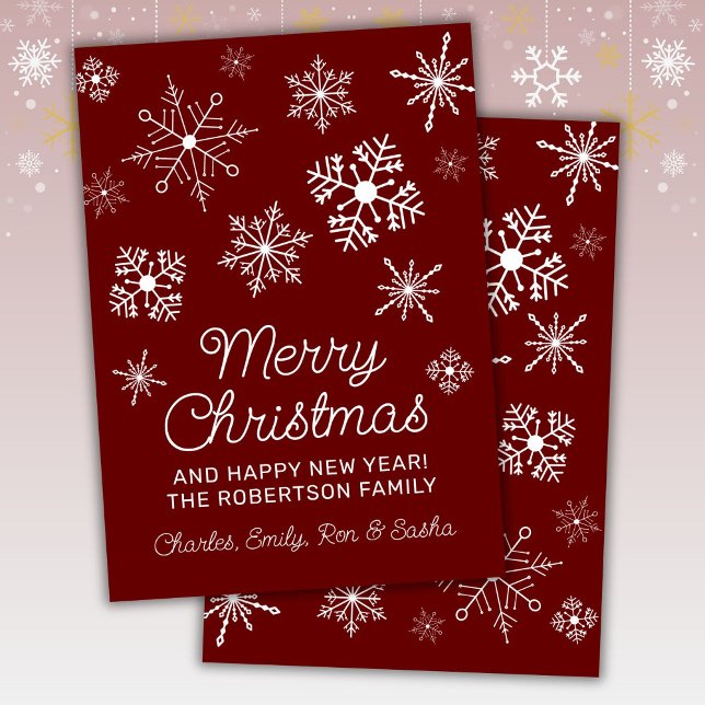 Red and White Snowflakes Christmas Holiday Card (Creator Uploaded)