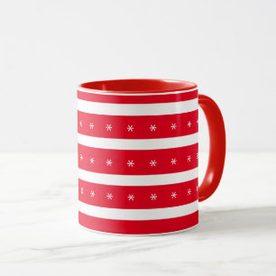 Red and white snowflakes mug
