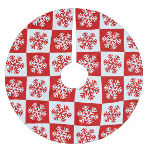 Red and White Snowflakes Pattern Christmas Brushed Polyester Tree Skirt