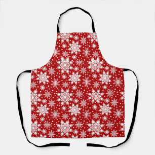 Red and White Snowflakes Seamless Pattern Holiday  Apron