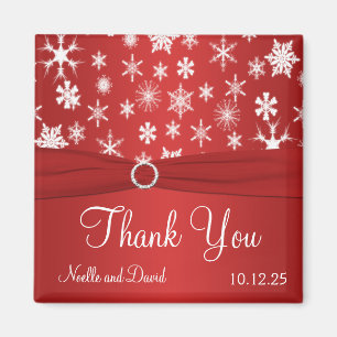 Red and White Snowflakes Thank You Magnet
