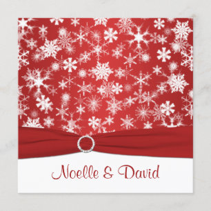 Red and White Snowflakes Wedding Invitation