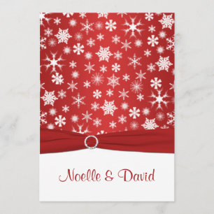 Red and White Snowflakes Wedding Invitation 2