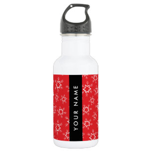 Red and White Snowflakes, Your name, Personalise 532 Ml Water Bottle