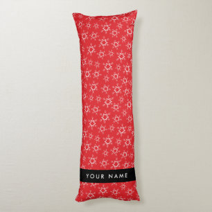 Red and White Snowflakes, Your name, Personalise Body Cushion