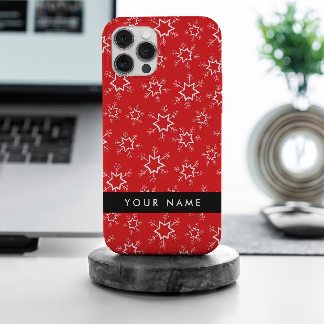 Red and White Snowflakes, Your name, Personalise Case-Mate iPhone Case (Creator Uploaded)