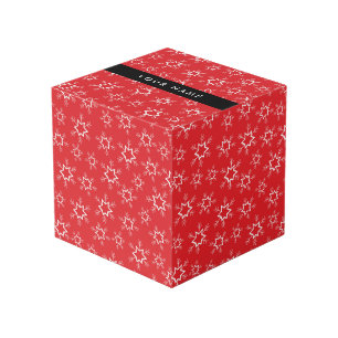 Red and White Snowflakes, Your name, Personalise Cube