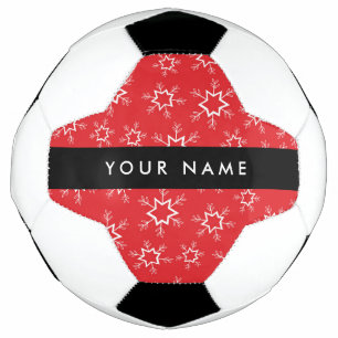 Red and White Snowflakes, Your name, Personalise Football
