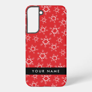 Red and White Snowflakes, Your name, Personalise Samsung Galaxy Case