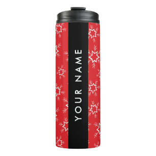 Red and White Snowflakes, Your name, Personalise Thermal Tumbler