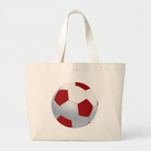 Red and White Soccer Ball Canvas Bag