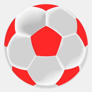 Red and White Soccer Ball Classic Round Sticker