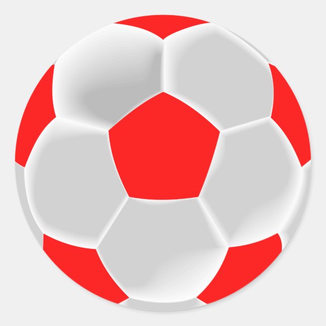 Red and White Soccer Ball Classic Round Sticker (Front)