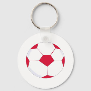 Red and White Soccer Ball Key Ring