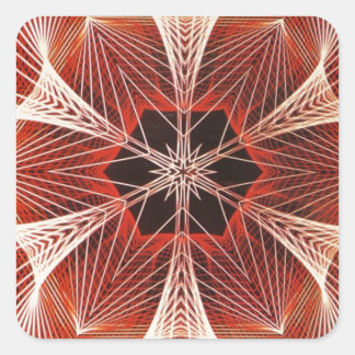 Red and White Spider Web Fractal Art Gifts Square Sticker