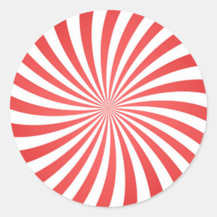 Red and White Spiral Classic Round Sticker
