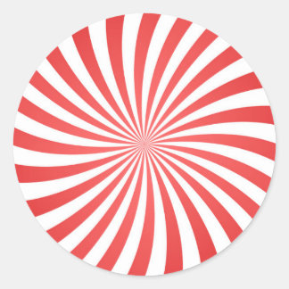 Red and White Spiral Classic Round Sticker