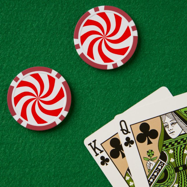 Red and white spiral print poker chips (Poker Table (Double))