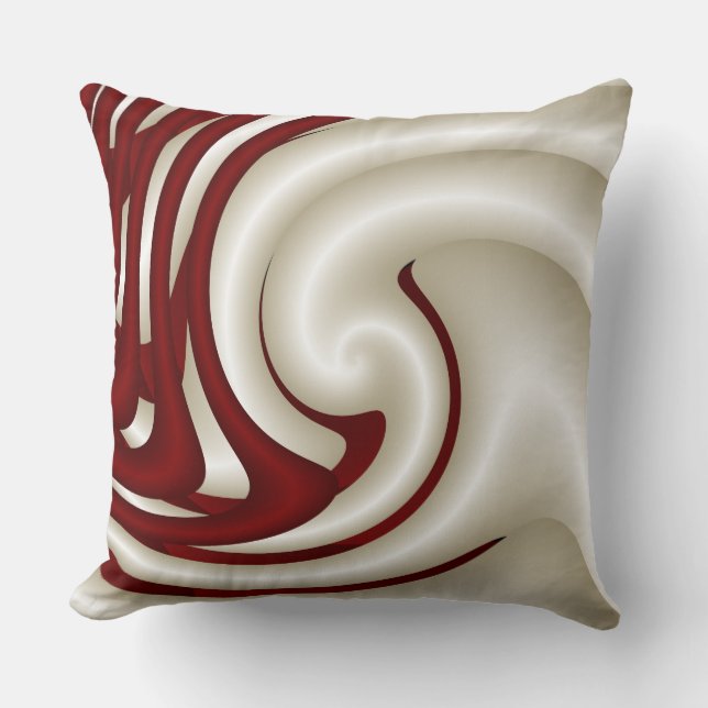 Red and White Spiral Throw Pillow (Front)