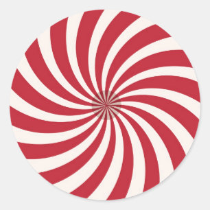 RED AND WHITE SPIRAL VINTAGE CHRISTMAS STICKERS