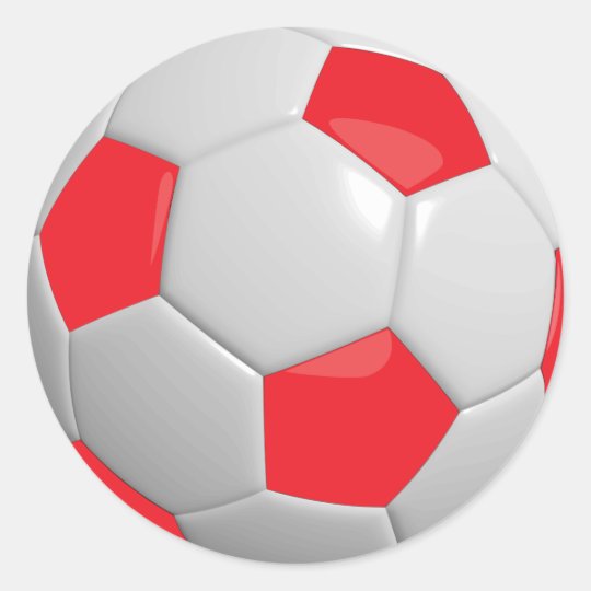 Red and White Sport Soccer Ball Classic Round Sticker