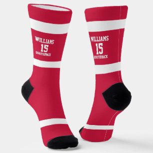 Red and White Sports Player Socks
