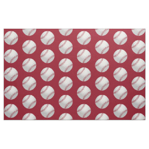 Red And White Sports Theme Baseball Pattern Fabric