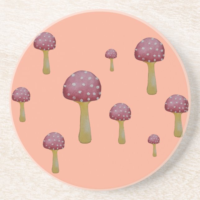Red and white spotted mushroom coaster (Front)