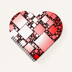 Red and White Square Dancing Heart Spiral Notebook