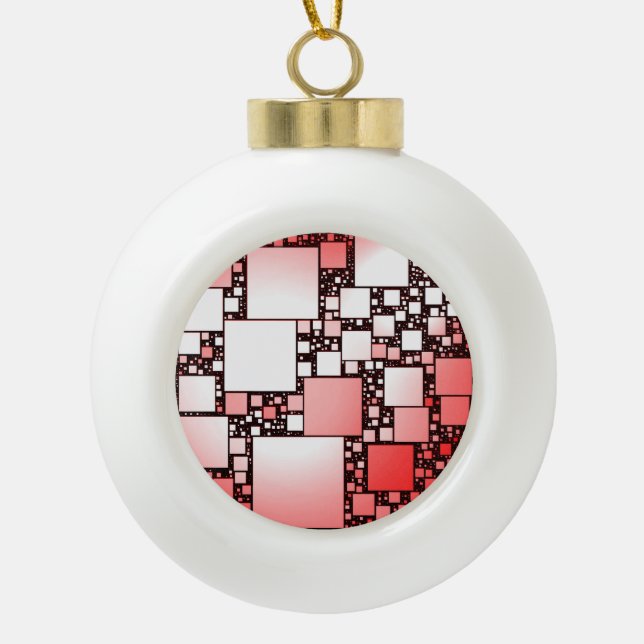 Red and White Square Dancing Snowflake Decoration (Front)