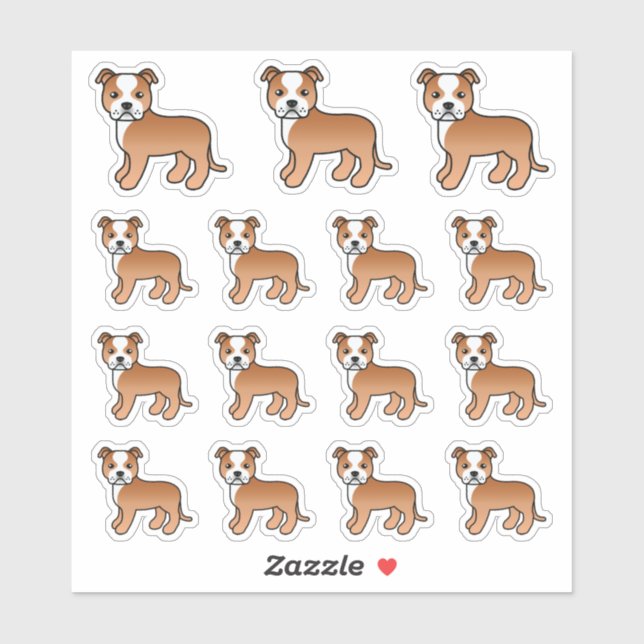 Red And White Staffordshire Bull Terrier Dogs (Sheet)