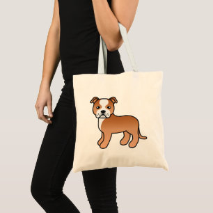 Red And White Staffordshire Bull Terrier Tote Bag