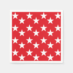 Red and White Star Print Paper Napkins