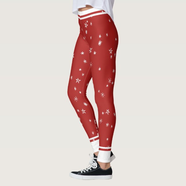 Red and White Stars and Stripes Leggings (Left)
