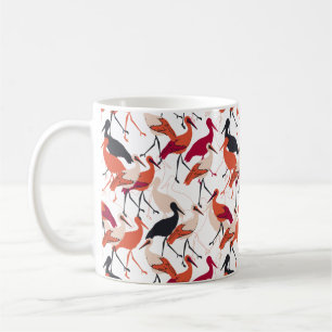 Red and White Stork Birds Seamless Pattern Coffee Mug