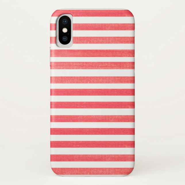 Red and White Stripe Apple iPhone X Case (Back)