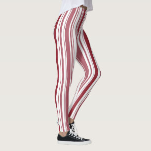 Red and White Stripe Christmas Leggings