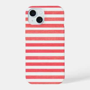 Red and White Stripe iPhone 15 Case