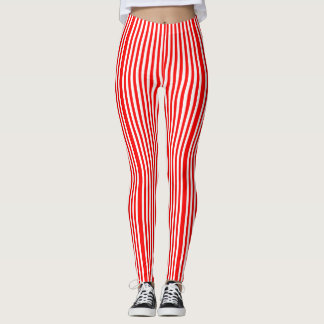 RED AND WHITE STRIPE LEGGINGS