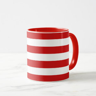 Red and White Stripe Pattern Mug
