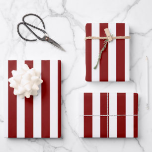Red and White Stripe Wrapping Paper Sheets