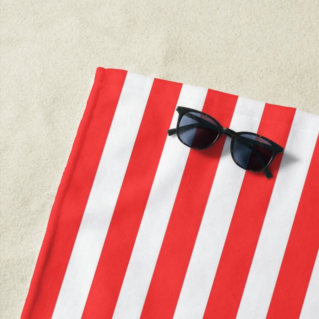 Red and White Striped Beach Towel (In Situ)