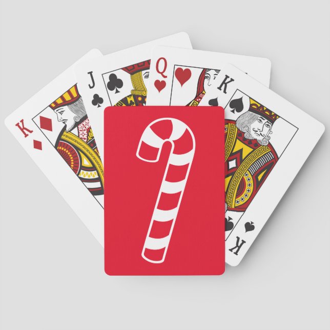 Red And White Striped Christmas Candy Cane Playing Cards (Back)