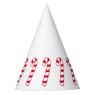 Red And White Striped Christmas Candy Canes Party Hat