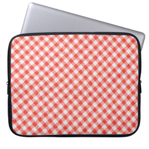 Red and white striped fabrichome decor, background laptop sleeve