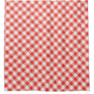Red and white striped fabrichome decor, background shower curtain