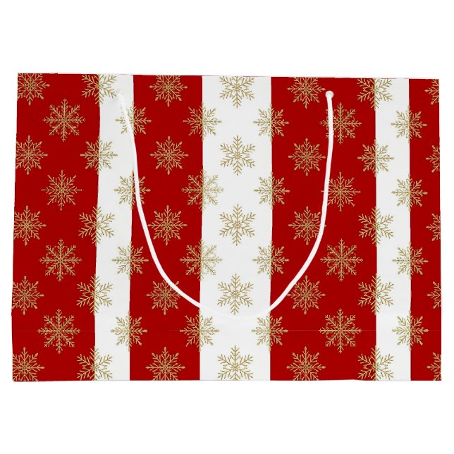 Red And White Striped Holiday Large Gift Bag (Back)